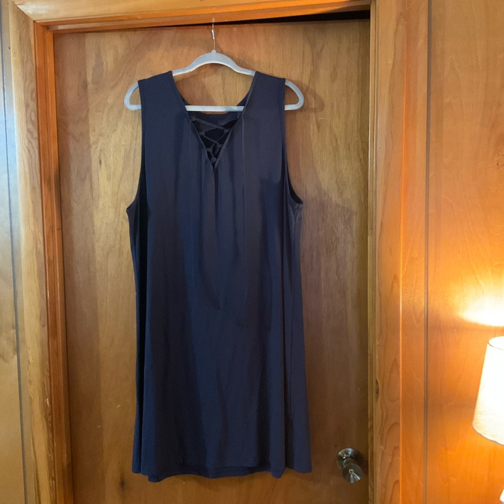 Sleeveless Navy Dress with Back Detail